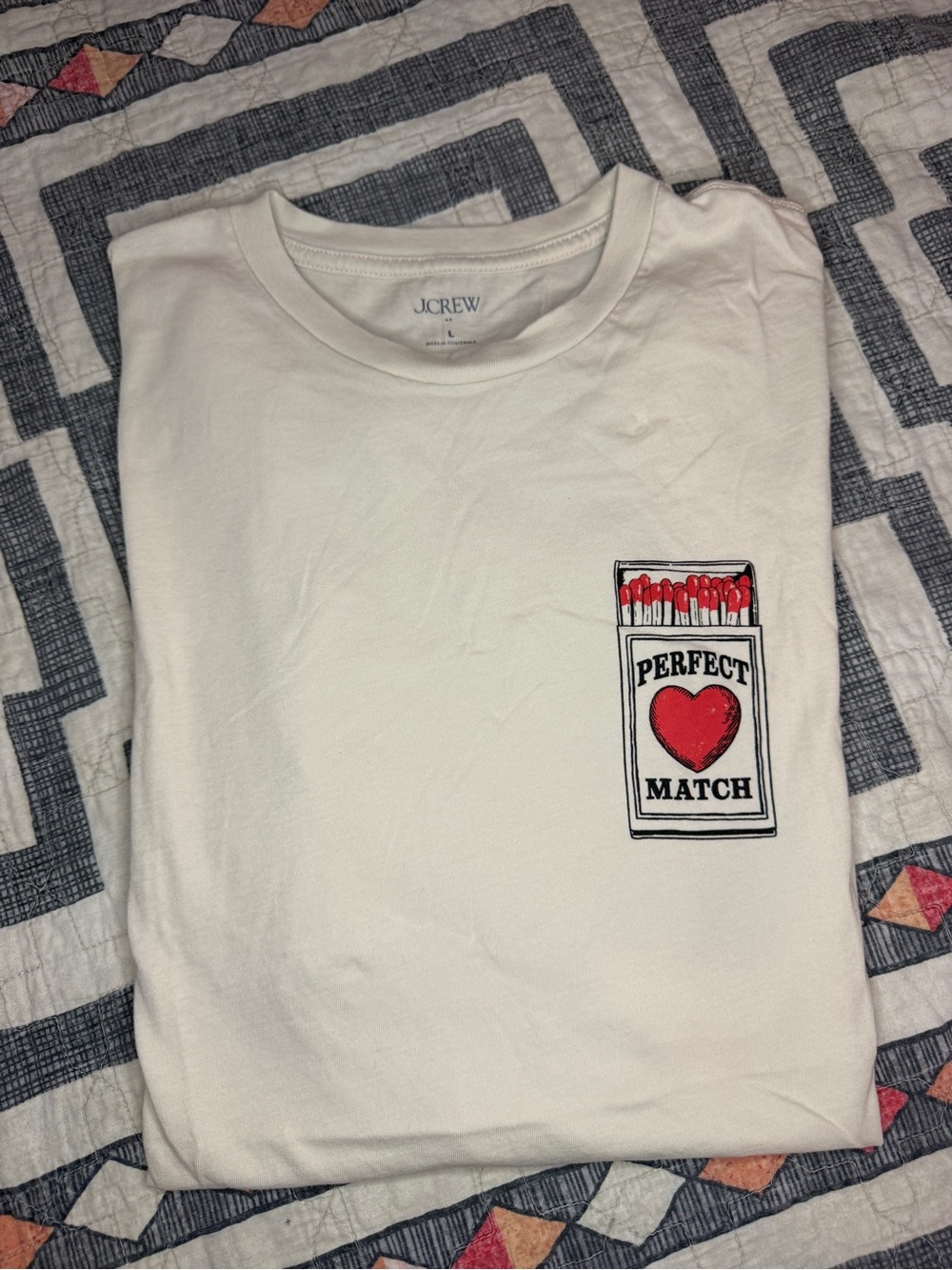 J.Crew Cream Graphic Tee "Perfect Match"